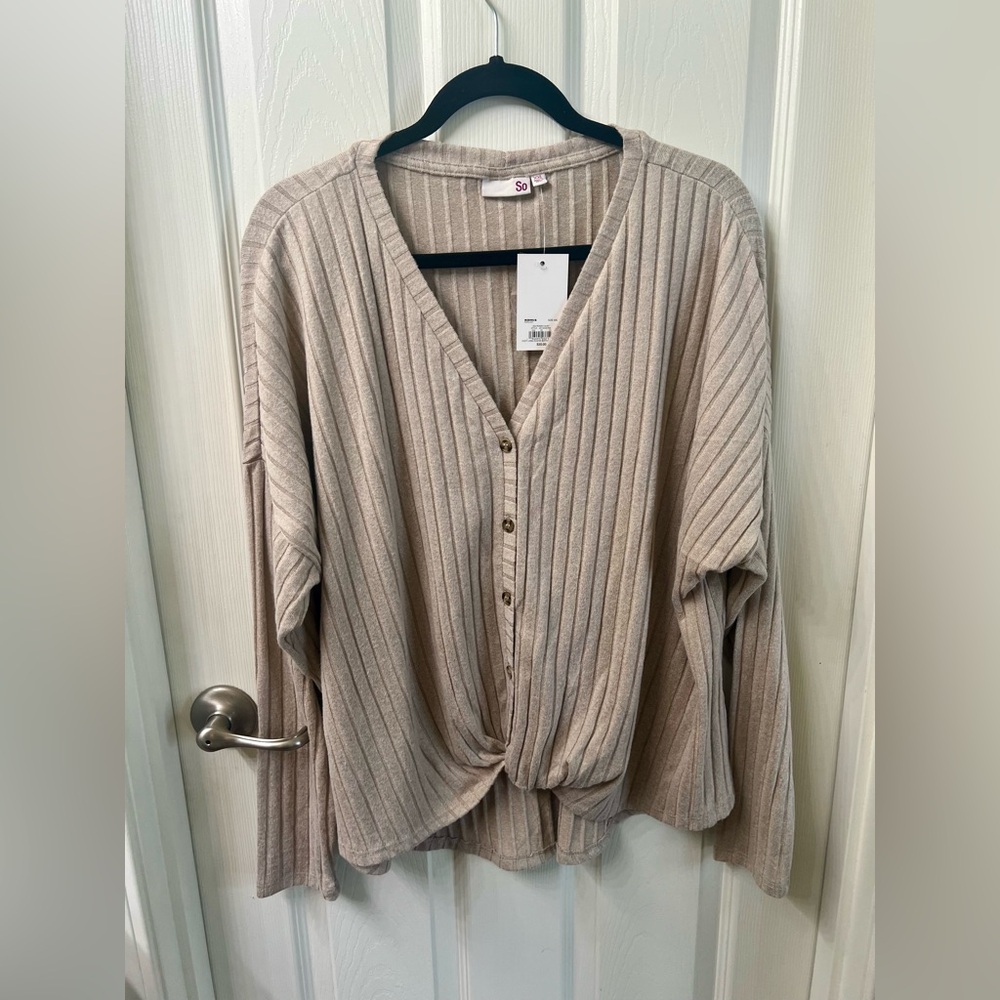 SO Beige Ribbed Knit Top NWT Size XXL